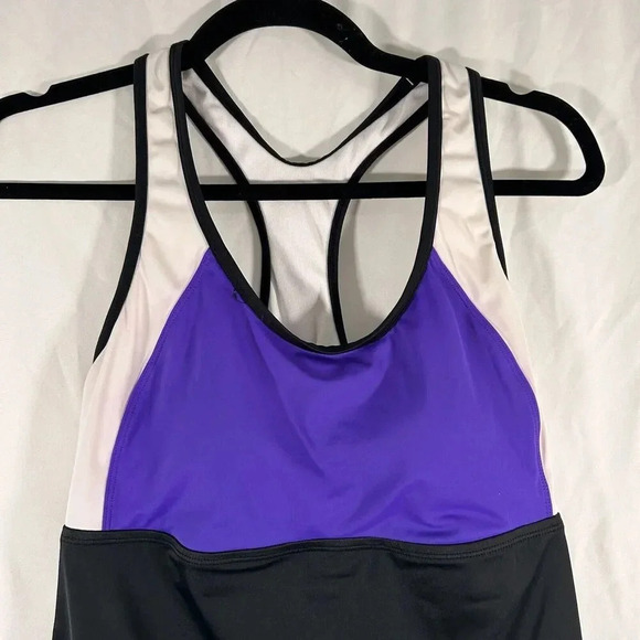 Jag Active Swim Top Women's Medium White Purple Padded Sleeveless Pullover - Picture 2 of 8